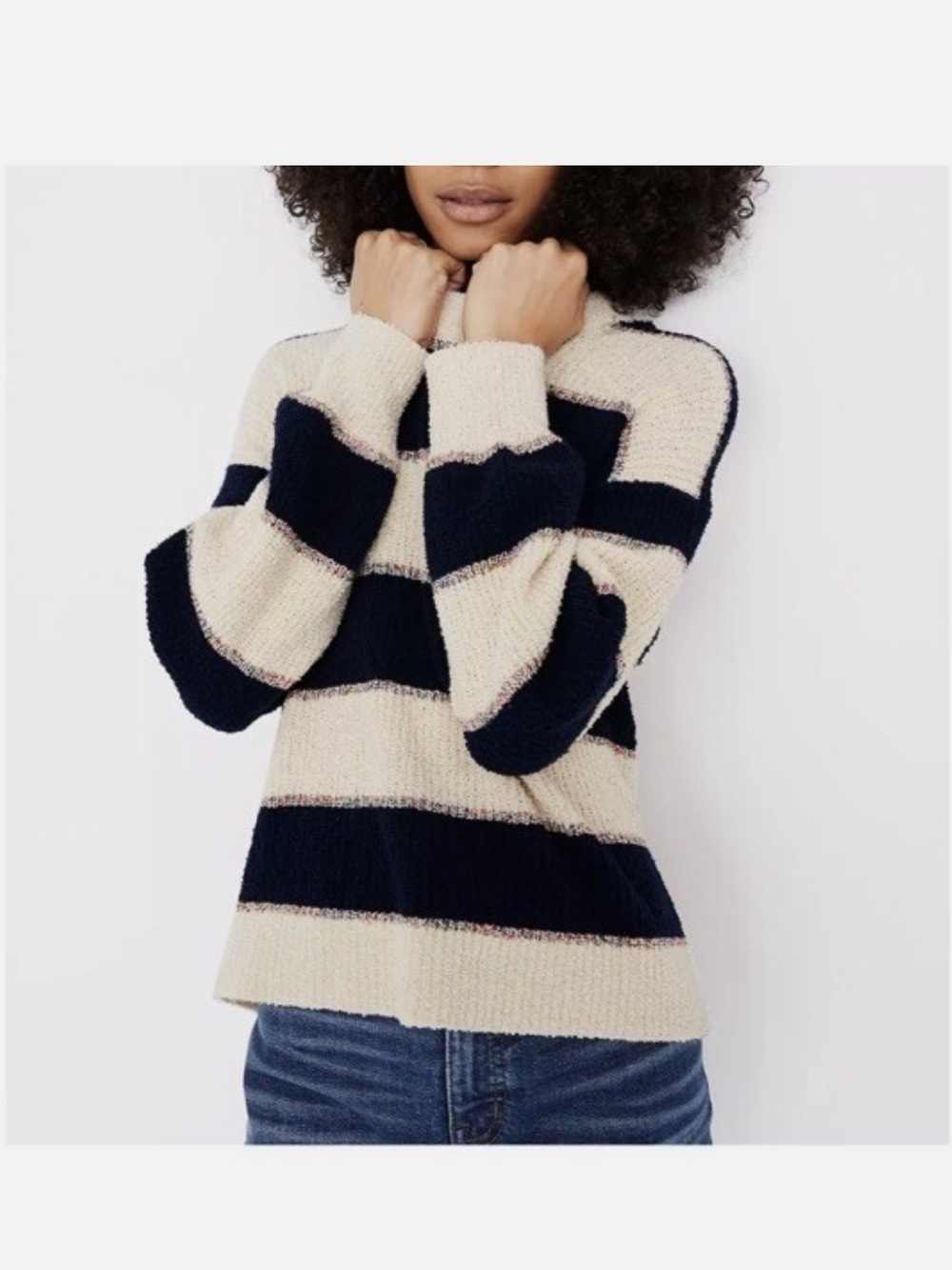 Madewell Cream and Navy Striped Sweater